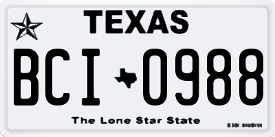 TX license plate BCI0988