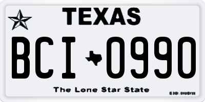 TX license plate BCI0990