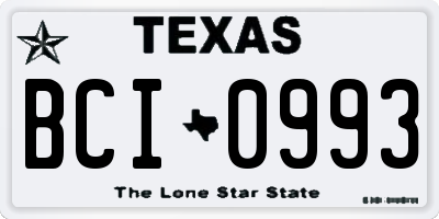 TX license plate BCI0993