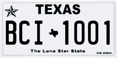 TX license plate BCI1001