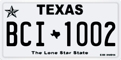 TX license plate BCI1002