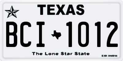 TX license plate BCI1012