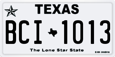 TX license plate BCI1013