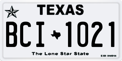 TX license plate BCI1021