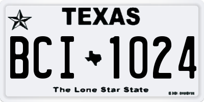 TX license plate BCI1024