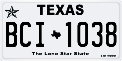 TX license plate BCI1038