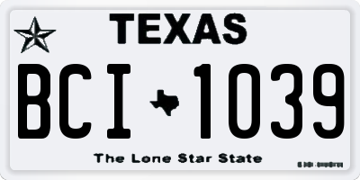 TX license plate BCI1039