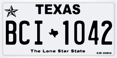 TX license plate BCI1042