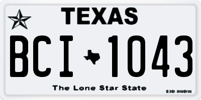 TX license plate BCI1043