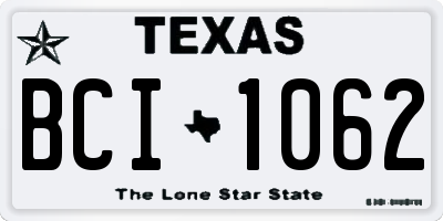 TX license plate BCI1062