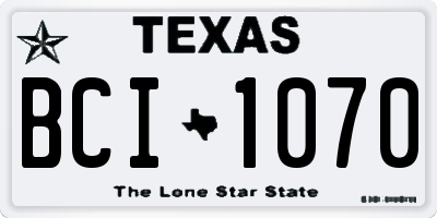 TX license plate BCI1070