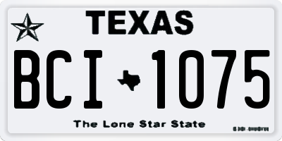 TX license plate BCI1075