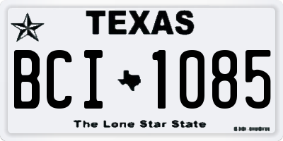 TX license plate BCI1085