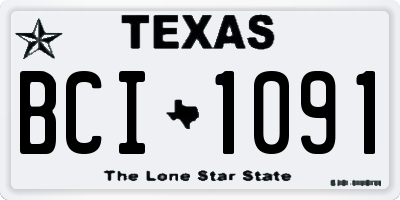 TX license plate BCI1091