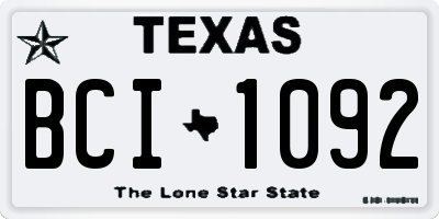 TX license plate BCI1092