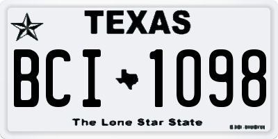 TX license plate BCI1098