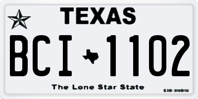 TX license plate BCI1102