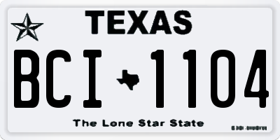 TX license plate BCI1104