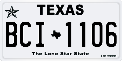 TX license plate BCI1106
