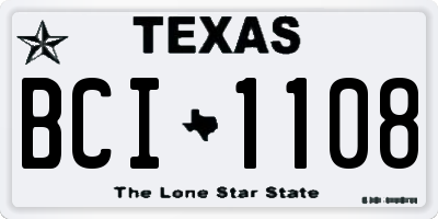 TX license plate BCI1108