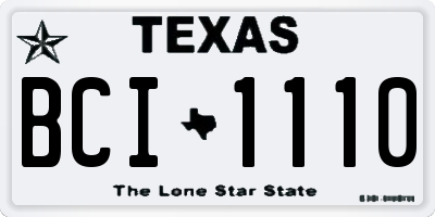 TX license plate BCI1110