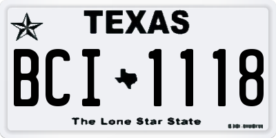 TX license plate BCI1118