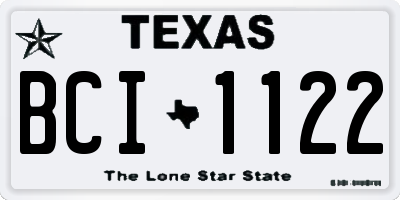 TX license plate BCI1122