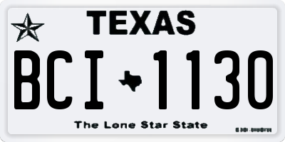TX license plate BCI1130