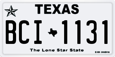 TX license plate BCI1131