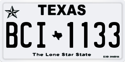 TX license plate BCI1133