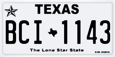 TX license plate BCI1143