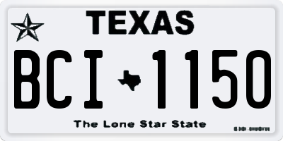 TX license plate BCI1150