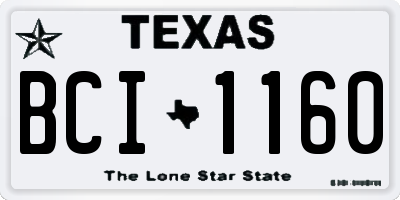 TX license plate BCI1160