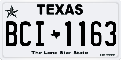 TX license plate BCI1163