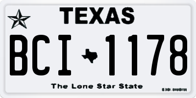 TX license plate BCI1178