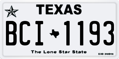 TX license plate BCI1193