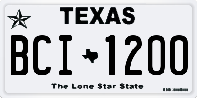 TX license plate BCI1200