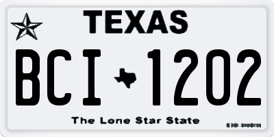 TX license plate BCI1202