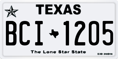 TX license plate BCI1205