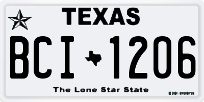 TX license plate BCI1206