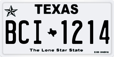 TX license plate BCI1214