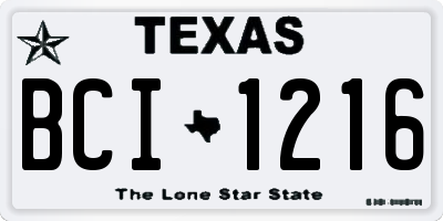 TX license plate BCI1216