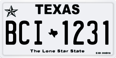 TX license plate BCI1231