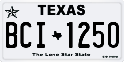 TX license plate BCI1250