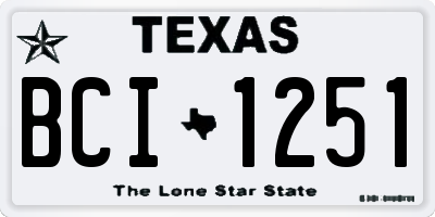 TX license plate BCI1251