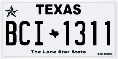 TX license plate BCI1311