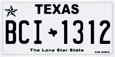 TX license plate BCI1312