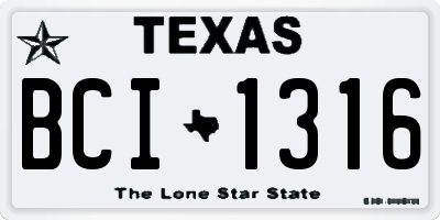 TX license plate BCI1316