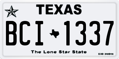 TX license plate BCI1337