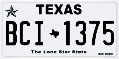 TX license plate BCI1375
